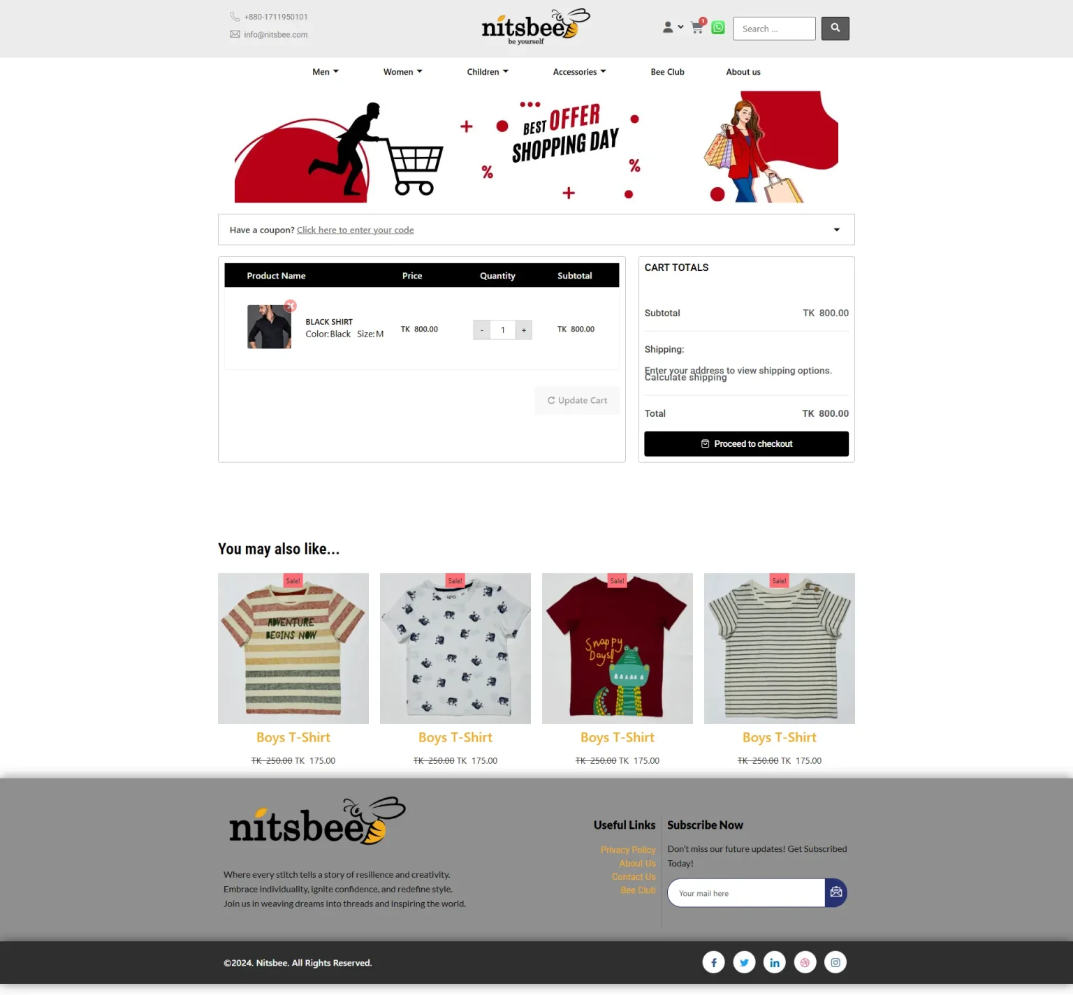 Nitsbee Website Demo - Cart Page - saimoonwpdev - Wordpress Web Design - Elementor Design